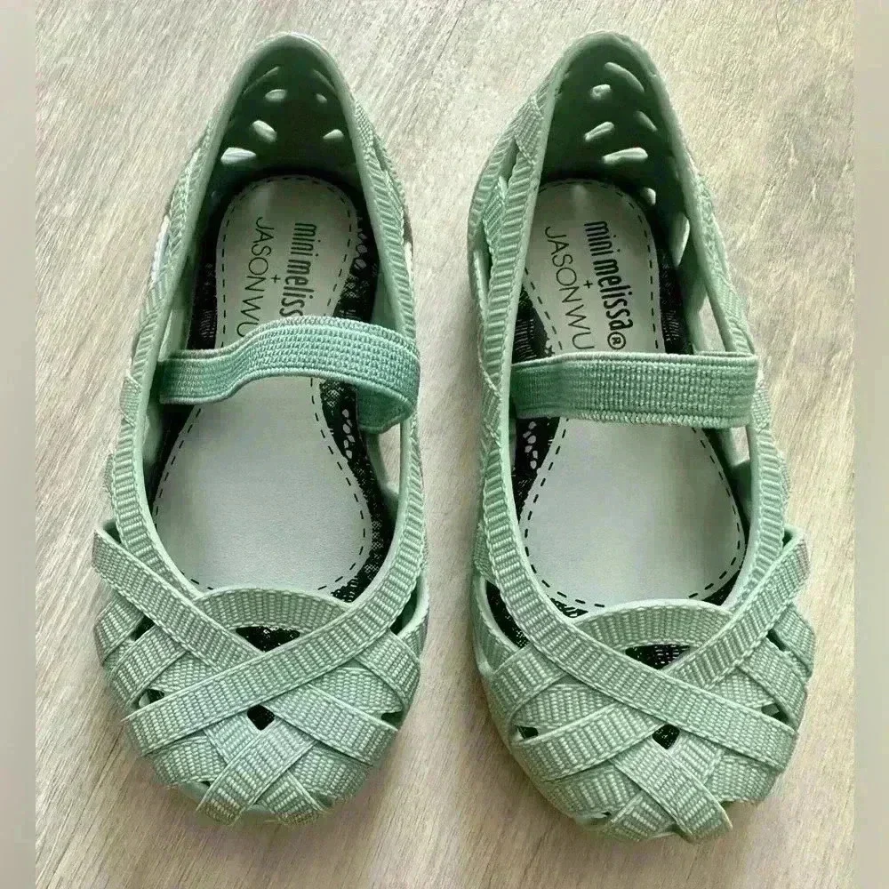 Mini Melissa Jason Wu Jelly Flats Girls Size 6 Mint Green Mary Jane Style